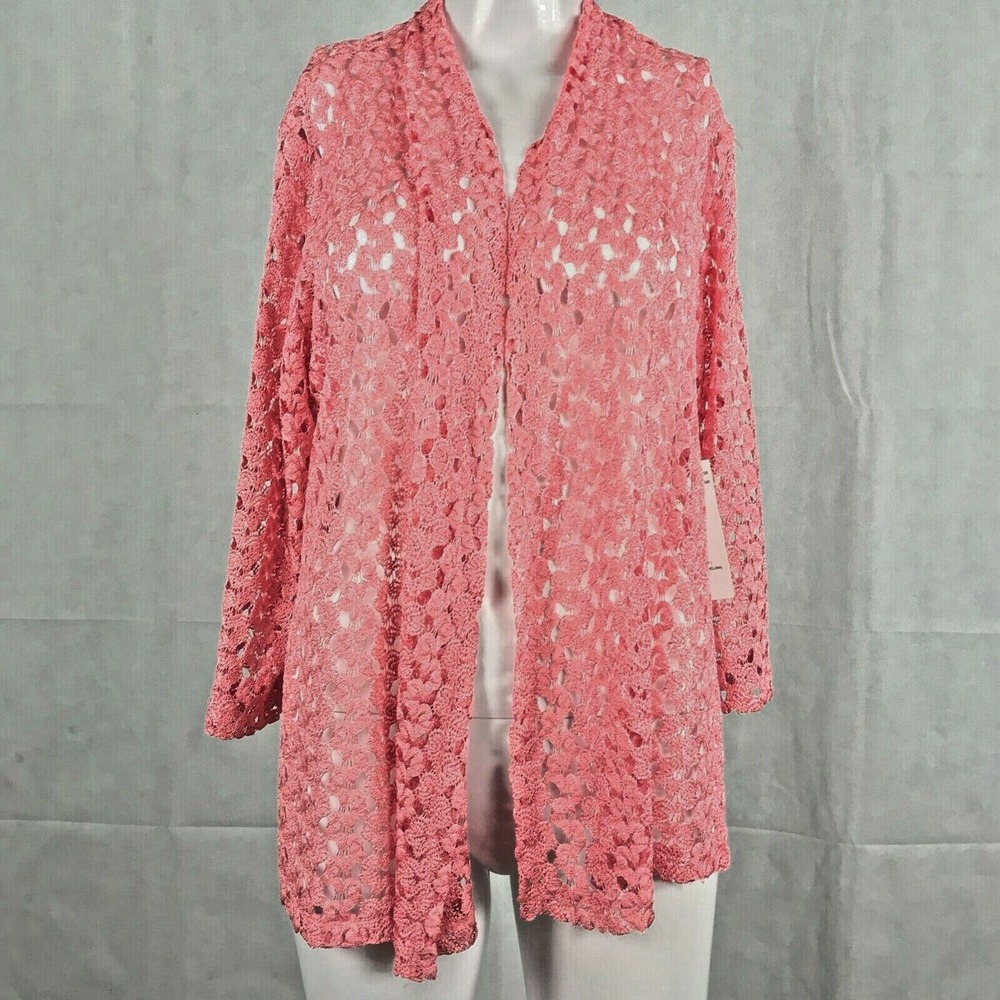 NWT Southern Lady‎ Cardigan Womens Sz S Pink Open Knit Lightweight Sweater